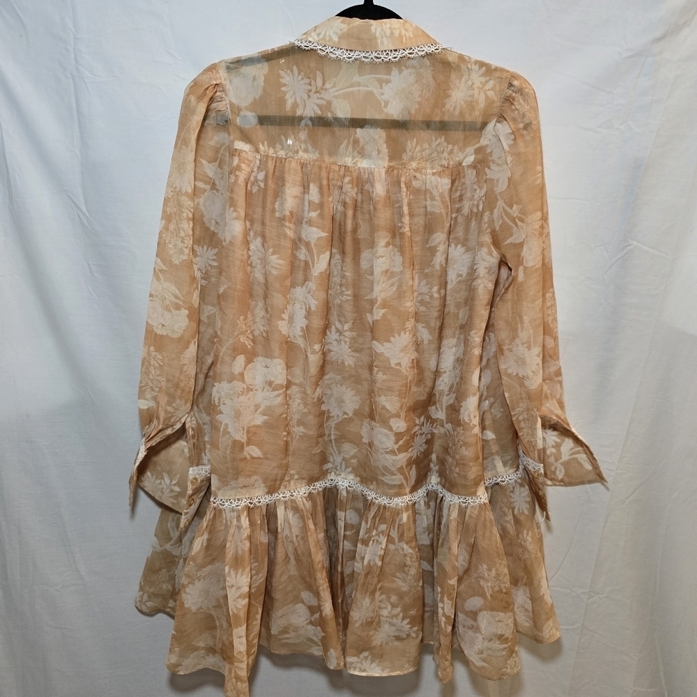 Glamorous Floral Sheer Lace Eden Shift Mini Dress Floral Tiered Button Front, 6 - Picture 7 of 7